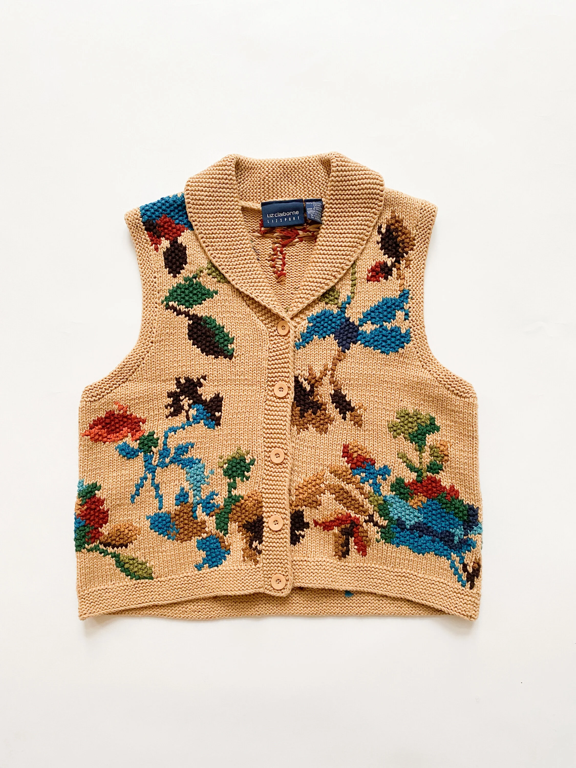 【KOOLOSET】Lace Collar Knit Vest 1980s Lizsport Cotton Knit Sweater Vest — Wayward Collection